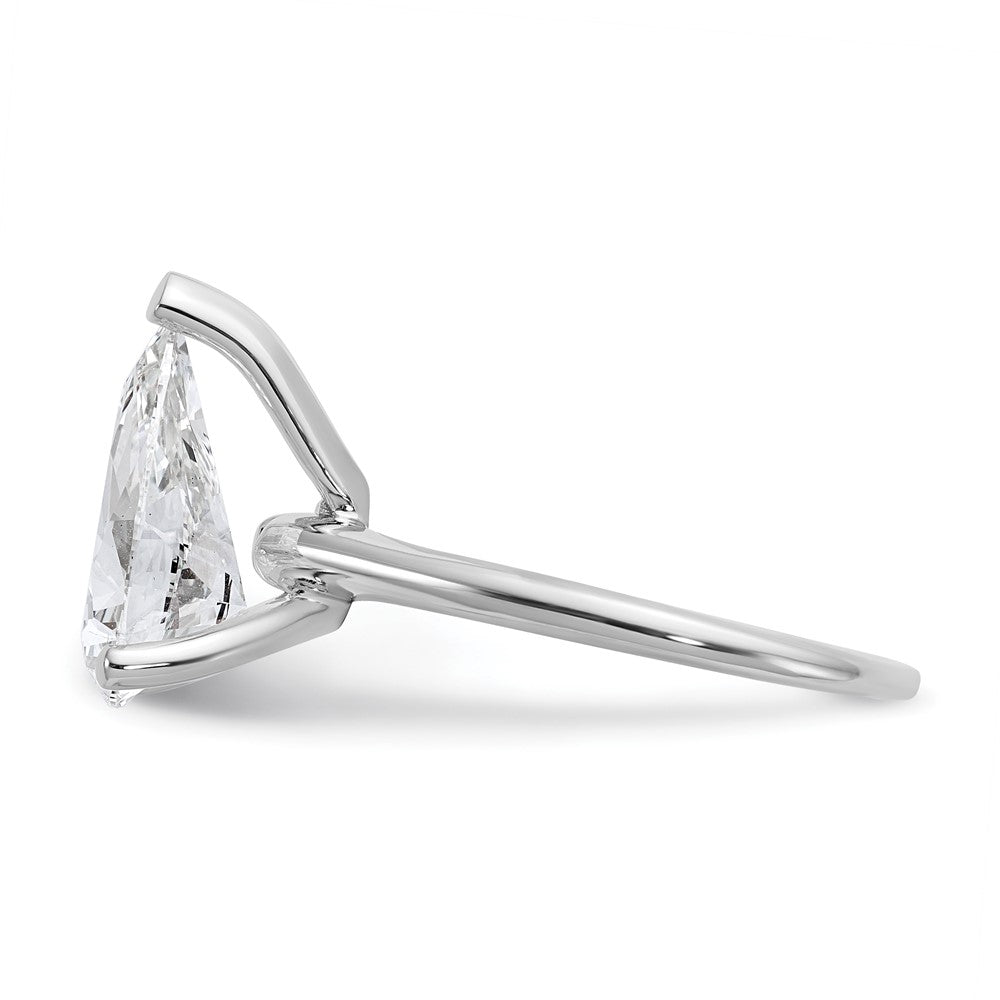 14k White Gold 3 carat Certified Lab Grown Diamond VS/SI+ G+ Pear Solitaire Complete Engagement Ring