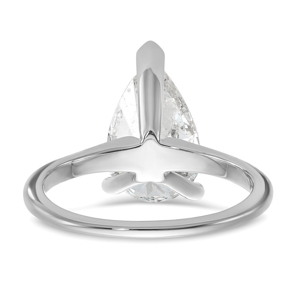 14k White Gold 3 carat Lab Grown Diamond VS+ F+ Pear Solitaire Complete Engagement Ring
