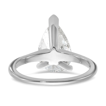 14k White Gold 3 carat Lab Grown Diamond VS+ F+ Pear Solitaire Complete Engagement Ring