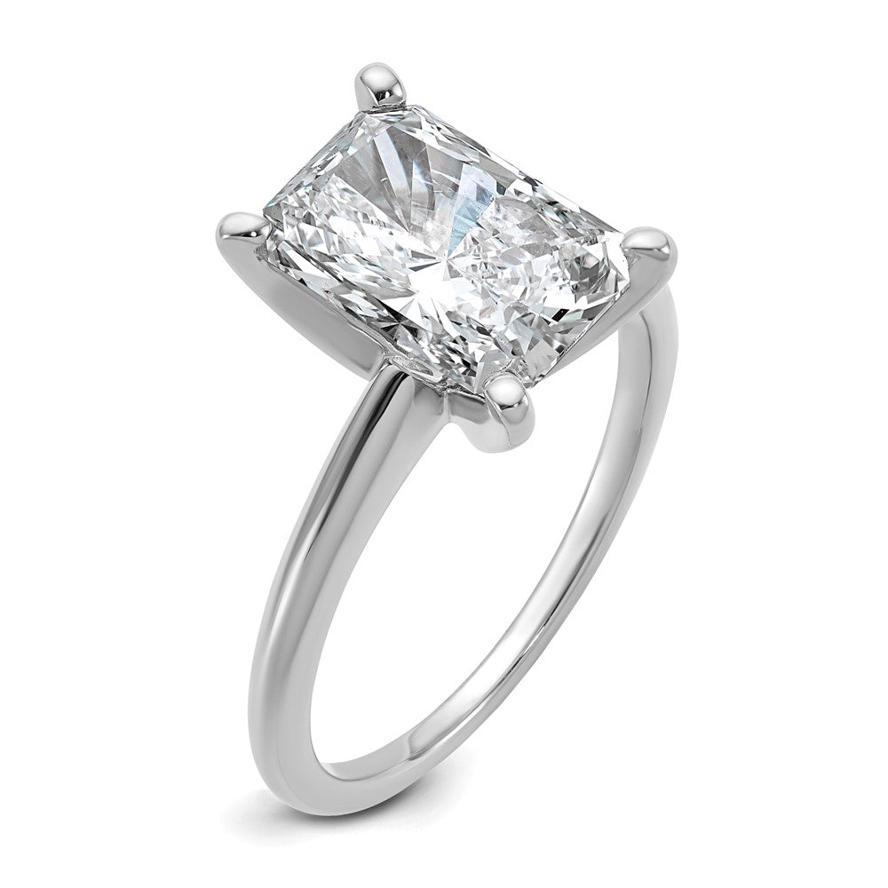 14k White Gold 3 carat Lab Grown Diamond VS+ F+ Radiant Solitaire Complete Engagement Ring