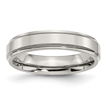 Chisel Stainless Steel Polished 5mm Ridged Edge Band