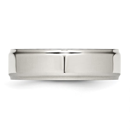 Chisel Stainless Steel Polished 7mm Ridged Edge Band