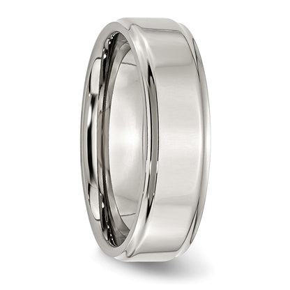 Chisel Stainless Steel Polished 7mm Ridged Edge Band