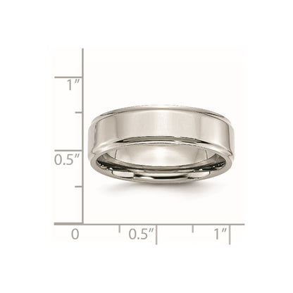 Chisel Stainless Steel Polished 7mm Ridged Edge Band