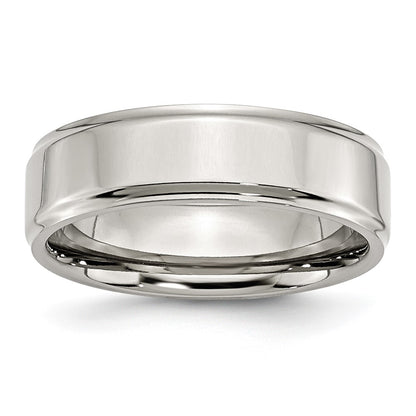 Chisel Stainless Steel Polished 7mm Ridged Edge Band