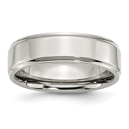 Chisel Stainless Steel Polished 7mm Ridged Edge Band