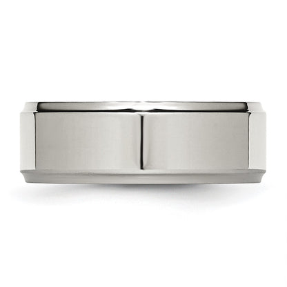 Chisel Stainless Steel Polished 8mm Ridged Edge Band