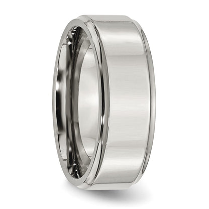 Chisel Stainless Steel Polished 8mm Ridged Edge Band