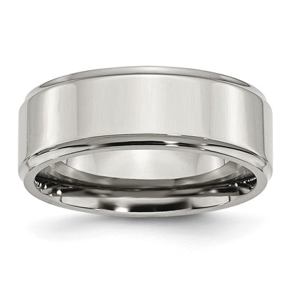 Chisel Stainless Steel Polished 8mm Ridged Edge Band