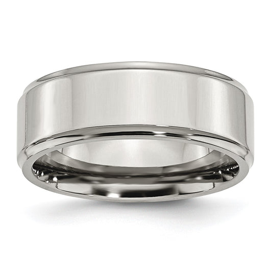 Chisel Stainless Steel Polished 8mm Ridged Edge Band