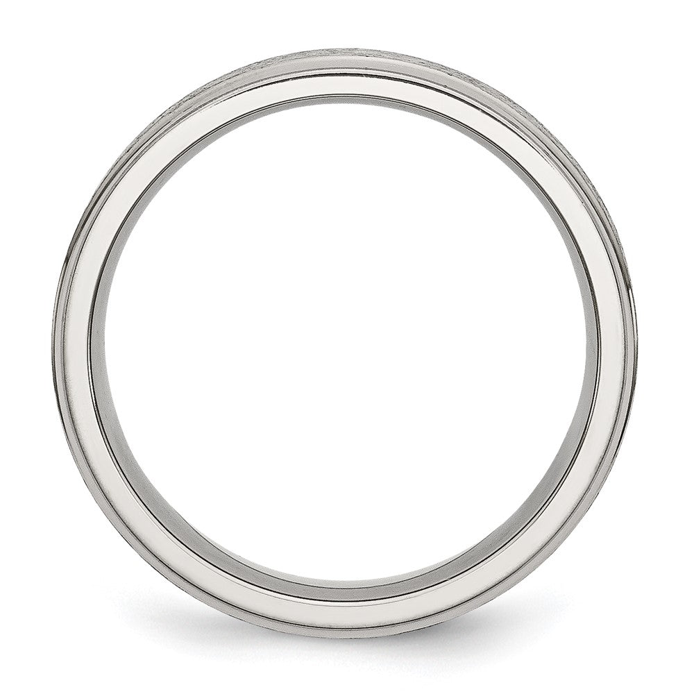Chisel Stainless Steel Polished with Satin Center 6mm Ridged Edge Band