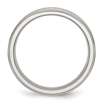 Chisel Stainless Steel Polished with Satin Center 6mm Ridged Edge Band