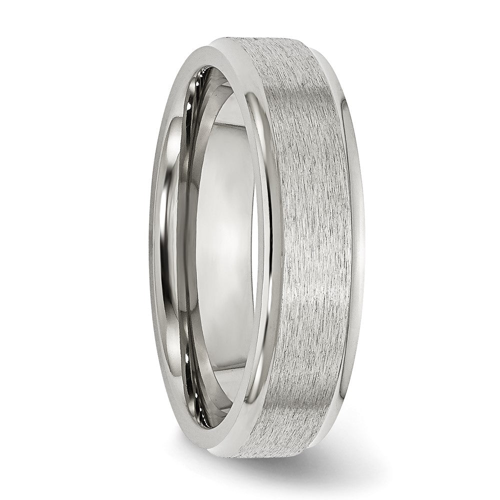 Chisel Stainless Steel Polished with Satin Center 6mm Ridged Edge Band