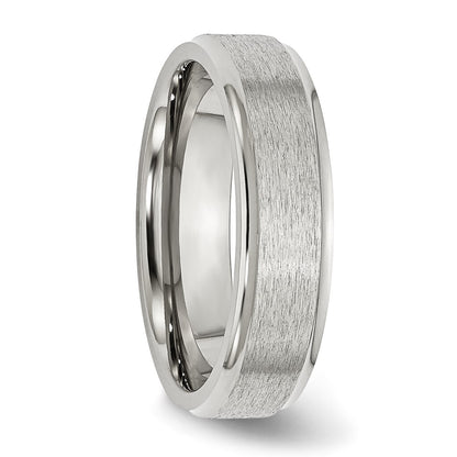 Chisel Stainless Steel Polished with Satin Center 6mm Ridged Edge Band