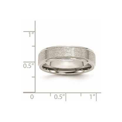 Chisel Stainless Steel Polished with Satin Center 6mm Ridged Edge Band