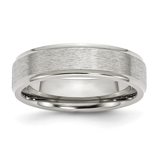 Chisel Stainless Steel Polished with Satin Center 6mm Ridged Edge Band