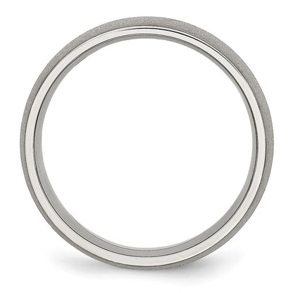Chisel Stainless Steel Polished with Stone Finish 7mm Band
