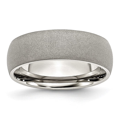 Chisel Stainless Steel Polished with Stone Finish 7mm Band
