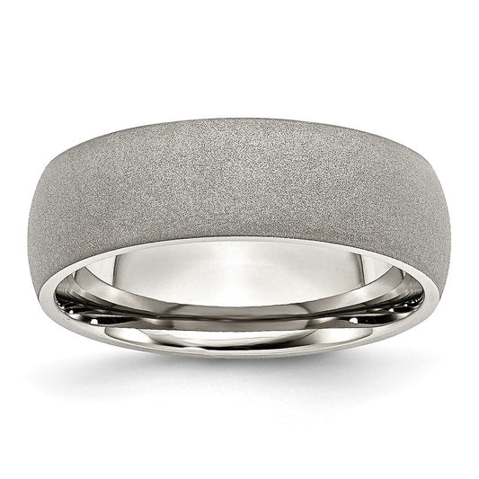Chisel Stainless Steel Polished with Stone Finish 7mm Band