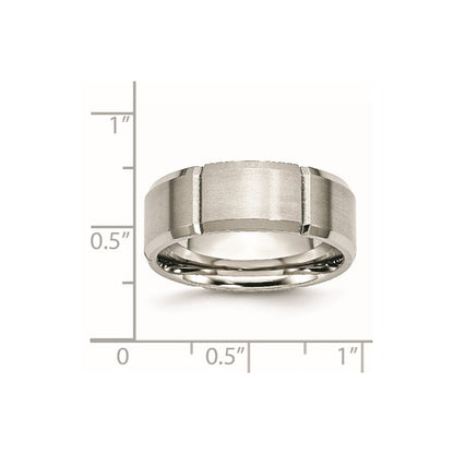 Chisel Stainless Steel Brushed and Polished Grooved 8mm Beveled Edge Band