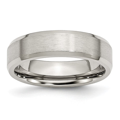Chisel Stainless Steel Brushed and Polished 6mm Flat Beveled Edge Band