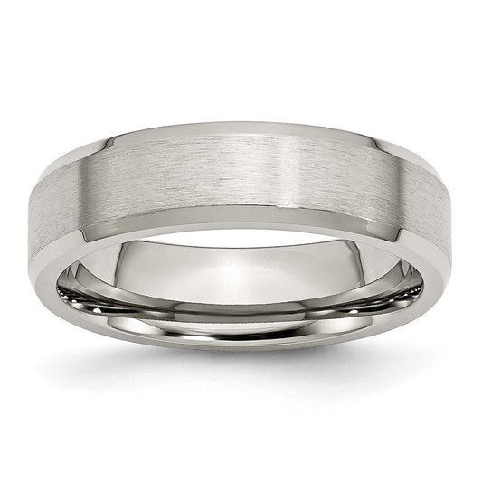 Chisel Stainless Steel Brushed and Polished 6mm Flat Beveled Edge Band