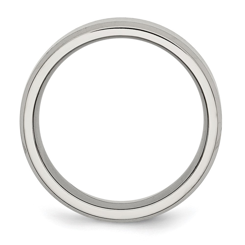 Chisel Stainless Steel Polished with Brushed Center 8mm Flat Beveled Edge Band