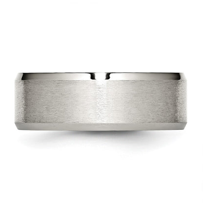 Chisel Stainless Steel Polished with Brushed Center 8mm Flat Beveled Edge Band