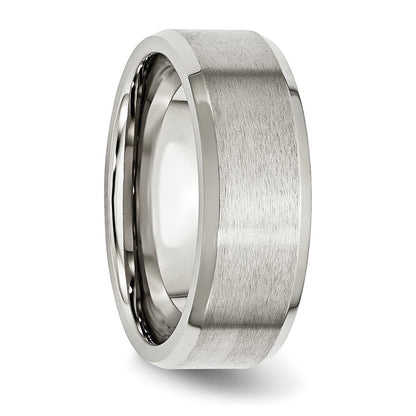 Chisel Stainless Steel Polished with Brushed Center 8mm Flat Beveled Edge Band