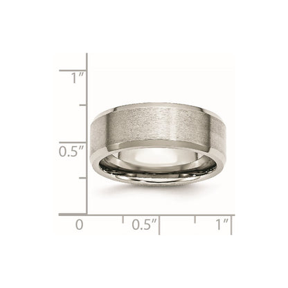 Chisel Stainless Steel Polished with Brushed Center 8mm Flat Beveled Edge Band