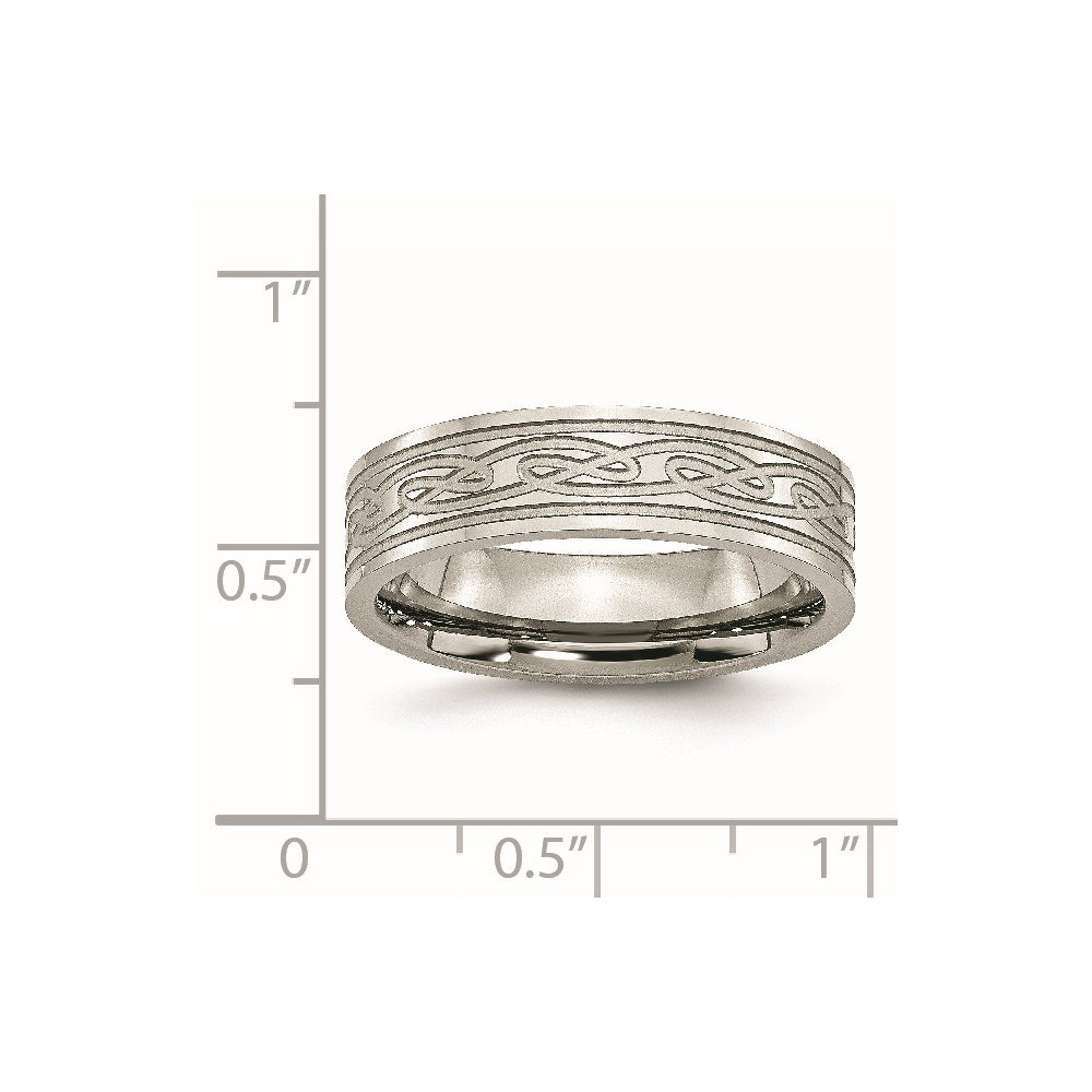 Chisel Titanium Brushed and Polished 6mm Grooved Band