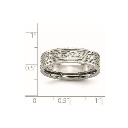 Chisel Titanium Brushed and Polished 6mm Grooved Band