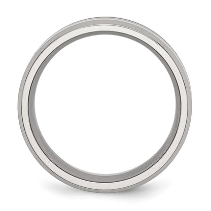 Chisel Stainless Steel Polished Black Enamel 8mm Beveled Edge Band