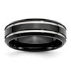 Chisel Stainless Steel Polished Black IP-plated 7mm Grooved Band