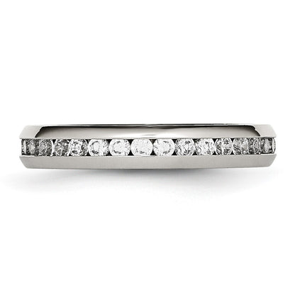 Chisel Stainless Steel Polished 4mm April Clear CZ Ring