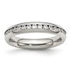 Chisel Stainless Steel Polished 4mm April Clear CZ Ring