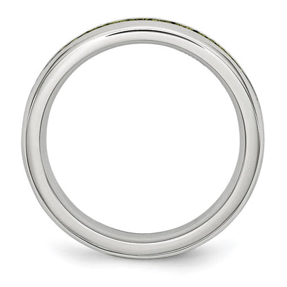 Chisel Stainless Steel Polished 4mm August Light Green CZ Ring