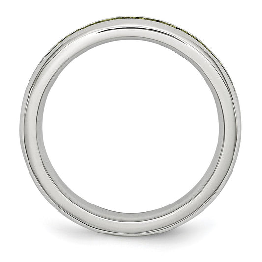 Chisel Stainless Steel Polished 4mm August Light Green CZ Ring