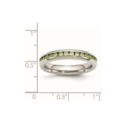 Chisel Stainless Steel Polished 4mm August Light Green CZ Ring