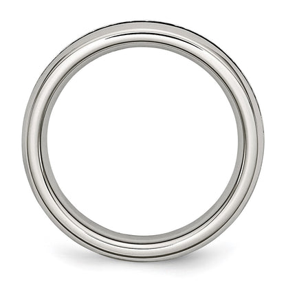 Chisel Stainless Steel Polished 4mm Black CZ Ring