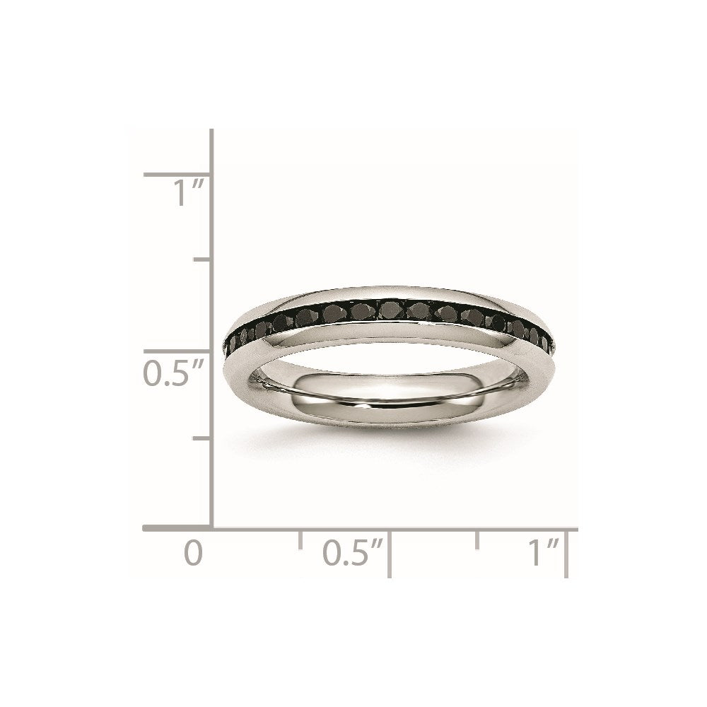 Chisel Stainless Steel Polished 4mm Black CZ Ring
