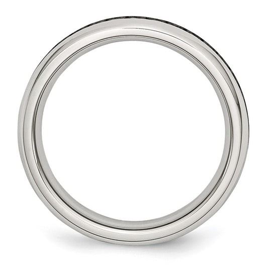 Chisel Stainless Steel Polished 4mm February Purple CZ Ring