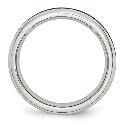 Chisel Stainless Steel Polished 4mm February Purple CZ Ring