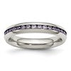 Chisel Stainless Steel Polished 4mm February Purple CZ Ring