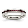 Chisel Stainless Steel Polished 4mm January Dark Red CZ Ring