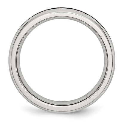 Chisel Stainless Steel Polished 4mm July Dark Pink CZ Ring