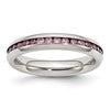 Chisel Stainless Steel Polished 4mm June Pink CZ Ring