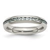 Chisel Stainless Steel Polished 4mm March Light Blue CZ Ring