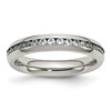 Chisel Stainless Steel Polished 4mm March Light Blue CZ Ring