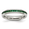Chisel Stainless Steel Polished 4mm May Dark Green CZ Ring
